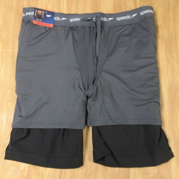 SPEEDO Black Grey Tech Volley Swim Shorts Sz M (32-34) Swim Trunks Swimsuit NWT - Picture 9 of 11